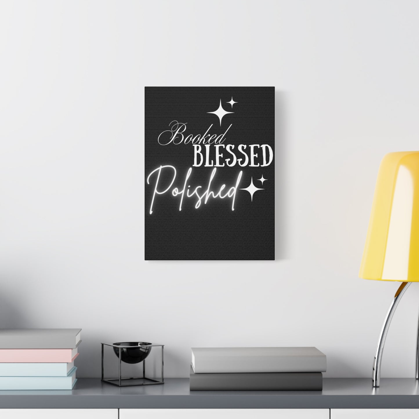 Motivational Canvas Wall Art - 'Booked Blessed Polished'