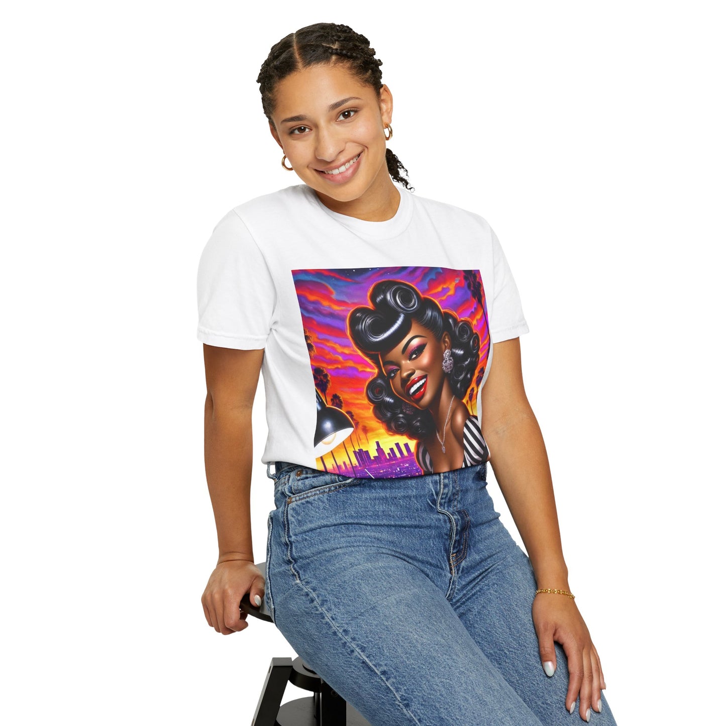 Vibrant Sunset Nail Art T-Shirt for Beauty Lovers