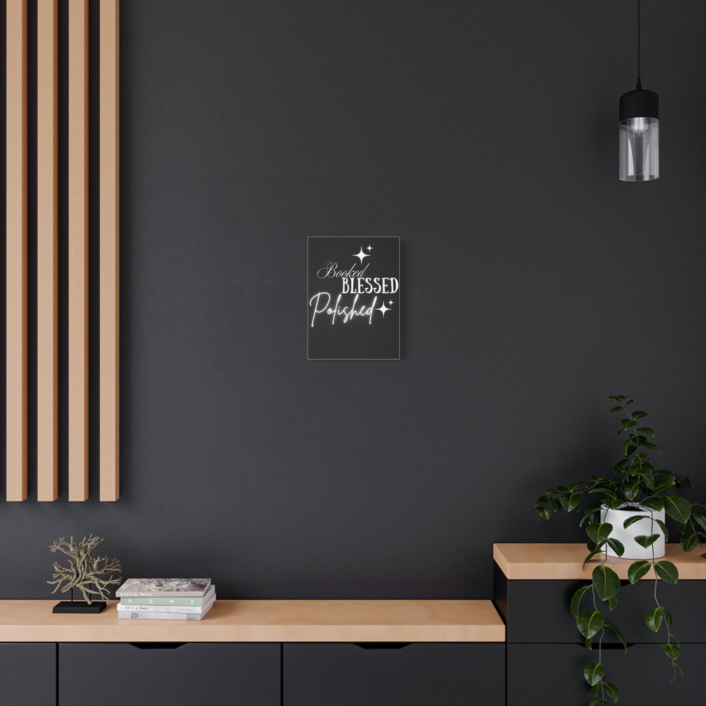 Motivational Canvas Wall Art - 'Booked Blessed Polished'
