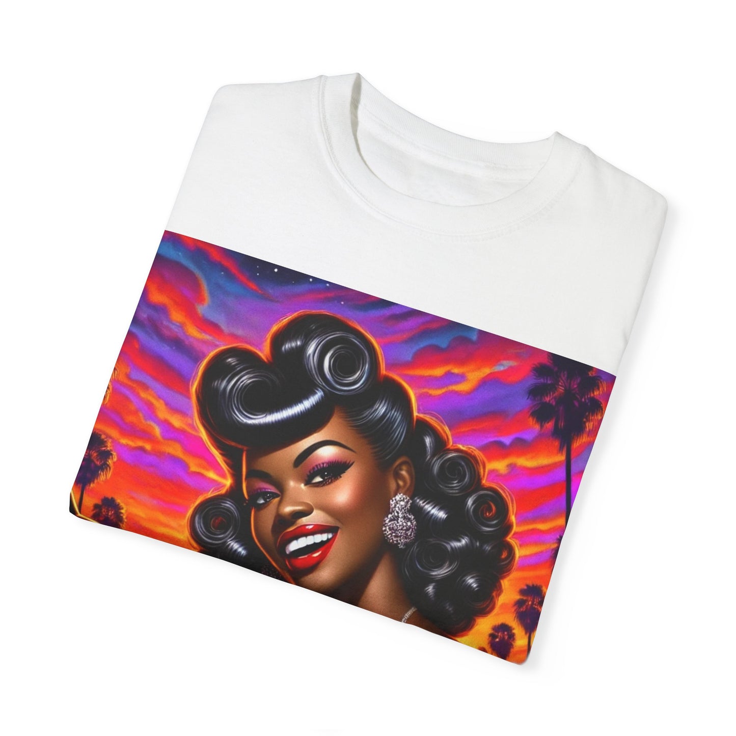 Vibrant Sunset Nail Art T-Shirt for Beauty Lovers
