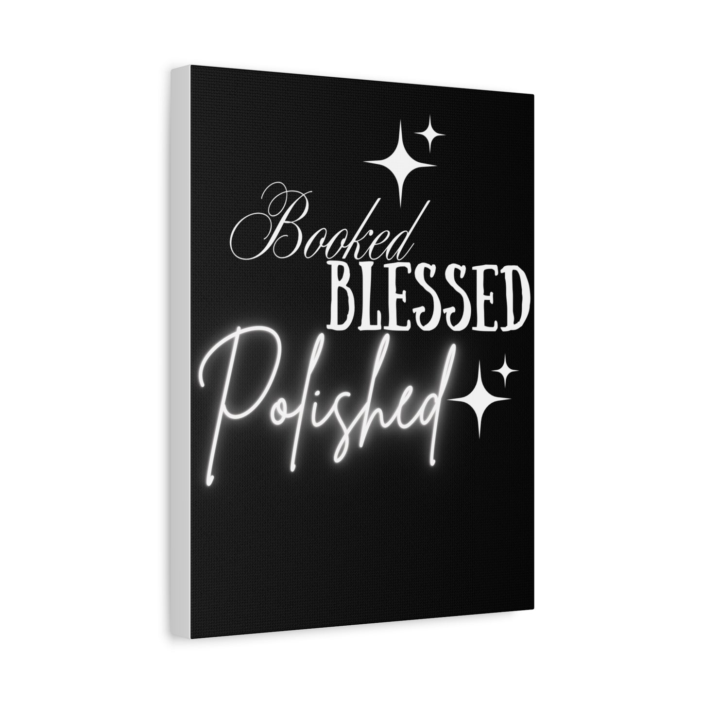 Motivational Canvas Wall Art - 'Booked Blessed Polished'