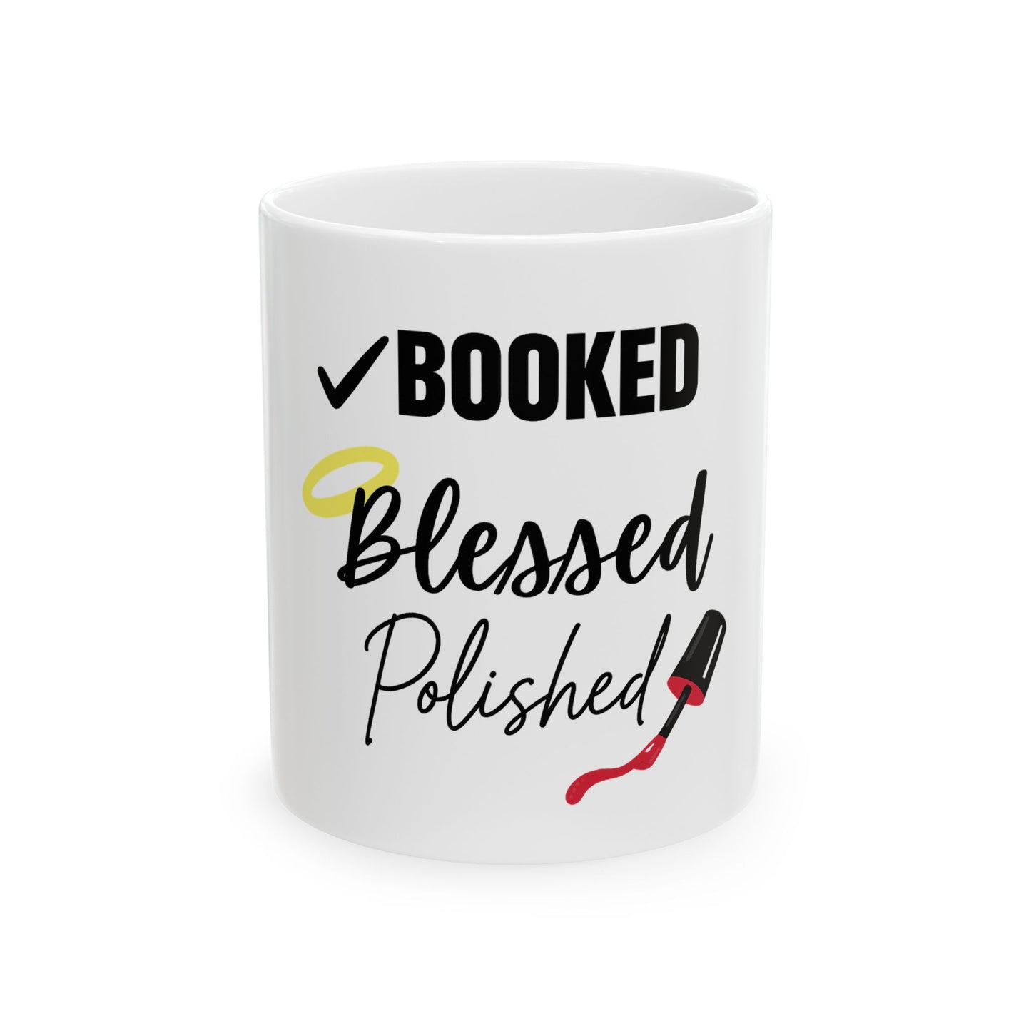 Booked Blessed Polished Ceramic Mug - Perfect Gift for Nail Enthusiasts